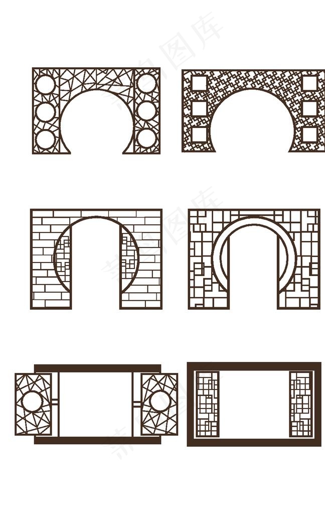 中式古典屏风窗户图片ai矢量模版下载
