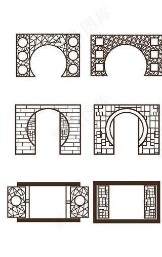 中式古典屏风窗户图片