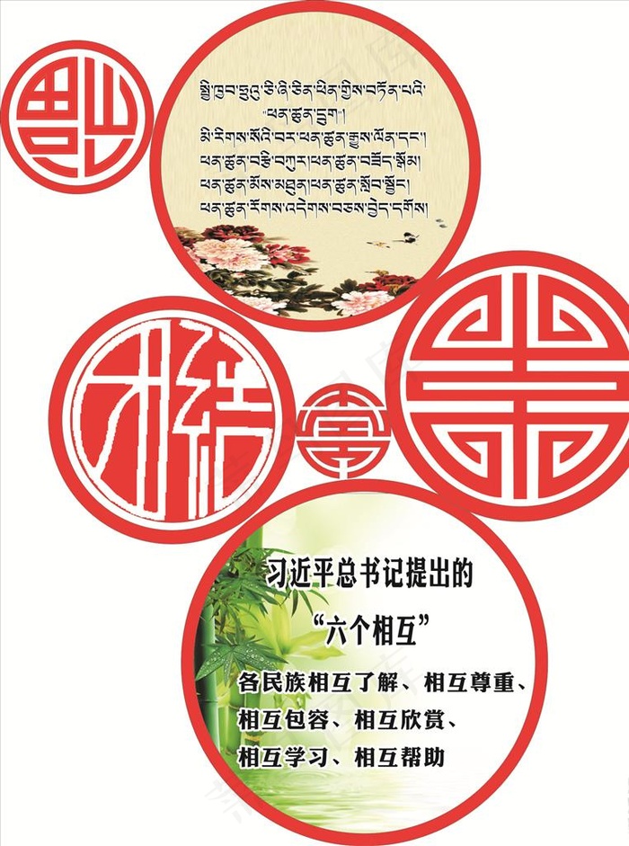 民族团结文化墙图片(210X297)cdr矢量模版下载