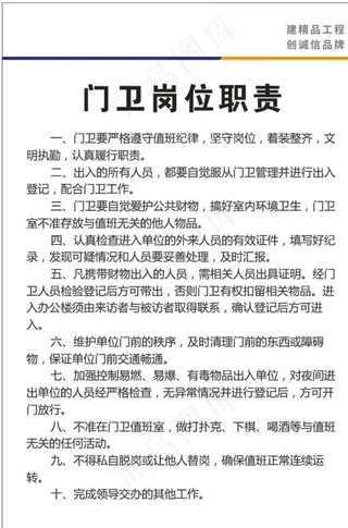 门卫岗位职责图片