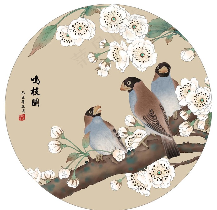 手绘工笔花鸟图片