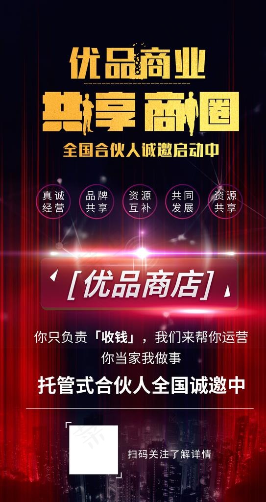 商业共享合伙人海报图片(1701X3027(DPI:72))psd模版下载