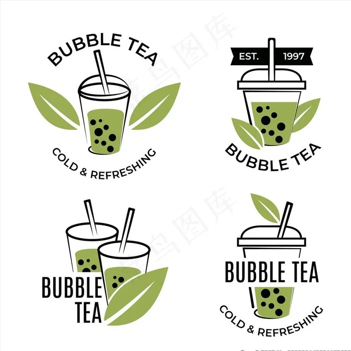 泡泡茶标志图片ai矢量模版下载