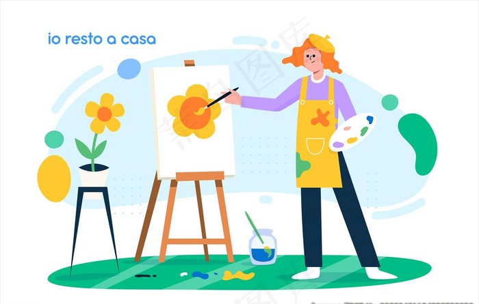 艺术画家矢量插画图片