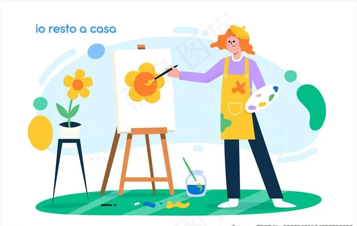 艺术画家矢量插画图片eps,ai矢量模版下载