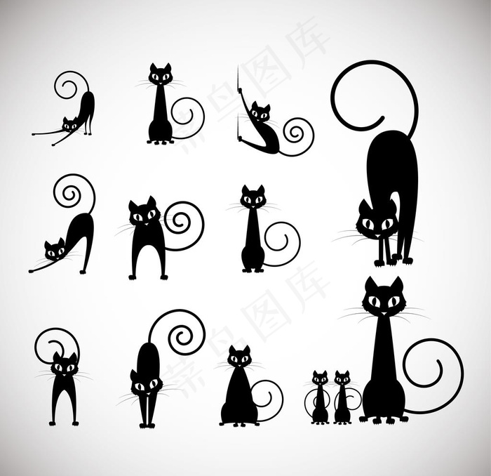 猫 卡通图片ai矢量模版下载