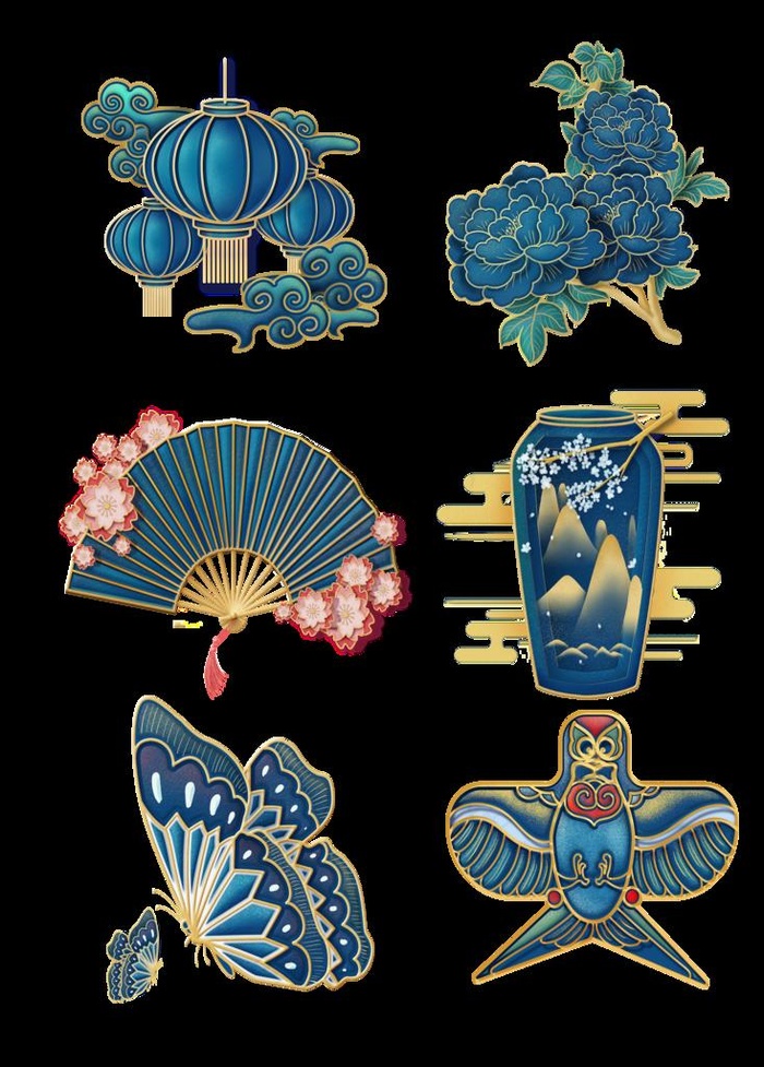 2020年度经典蓝中国风微立体图片