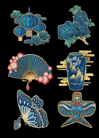 2020年度经典蓝中国风微立体图片