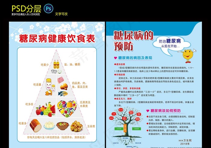 糖尿病彩页图片psd模版下载