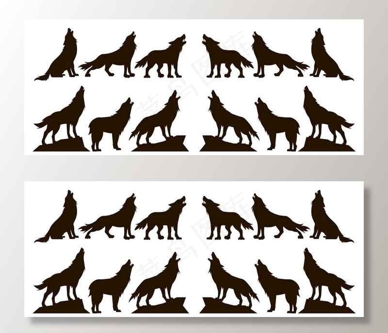 矢量狼剪影图片