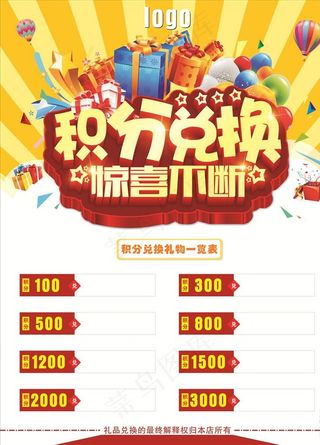 积分兑换表海报图片