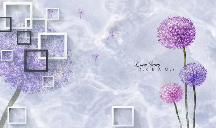 3d蒲公英方框大理石背景墙图片(9071X5669(DPI:72))psd模版下载