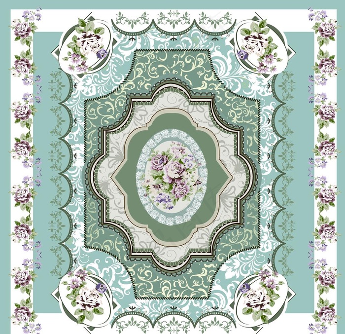 大牌花型 欧式 方巾图片