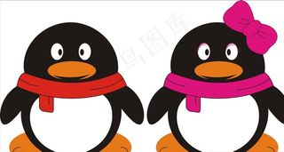 QQ卡通企鹅情侣矢量头像图片
