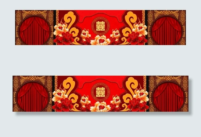 中式婚礼红色主题背景图片(25579X6063(DPI:55))psd模版下载