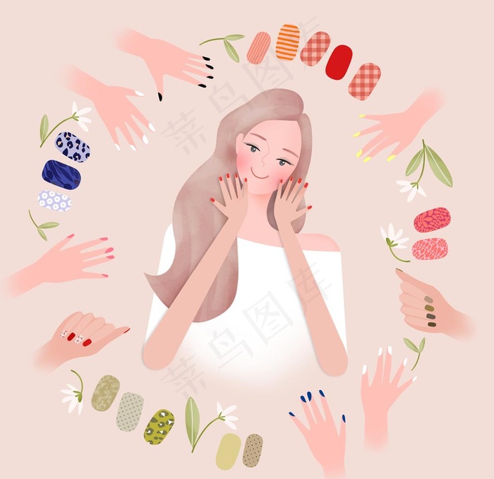 人物小清新女子插画图片psd模版下载