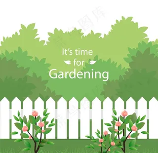 绿色花园插画矢量图片