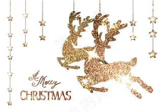 圣诞金色麋鹿图片