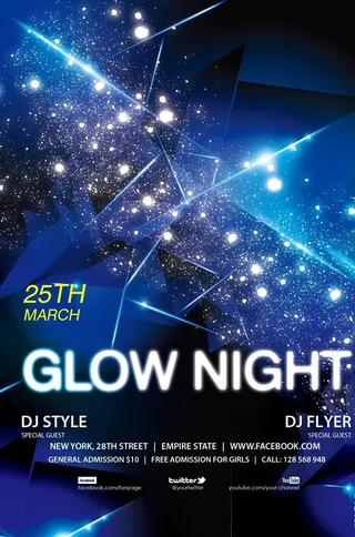 蓝色梦幻璀璨星空几何创意海报图片