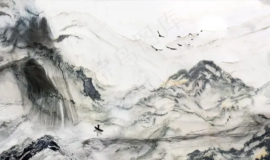 水墨山水 背景墙图片