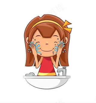 洗脸的小朋友图片