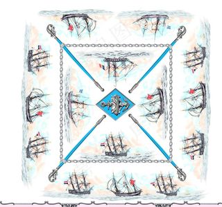 方巾 大牌方巾 小船 水墨画图片