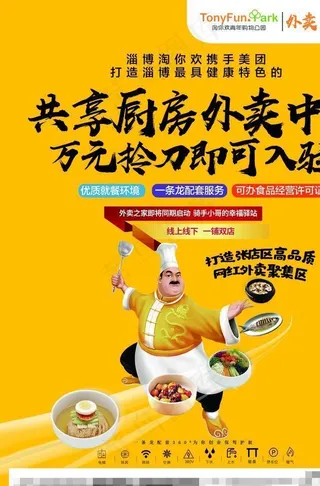 厨房外卖黄色厨师海报广告图片