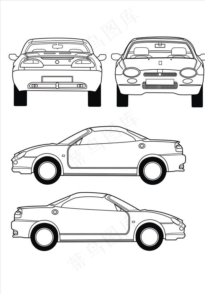 汽车线条图片cdr矢量模版下载