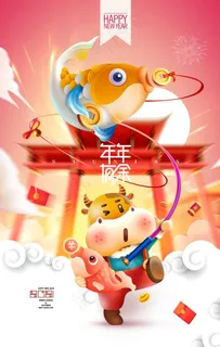 牛年海报图片 牛年海报图片