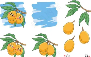 矢量树上的枇杷表情图片