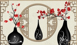 中式花瓶背景墙图片
