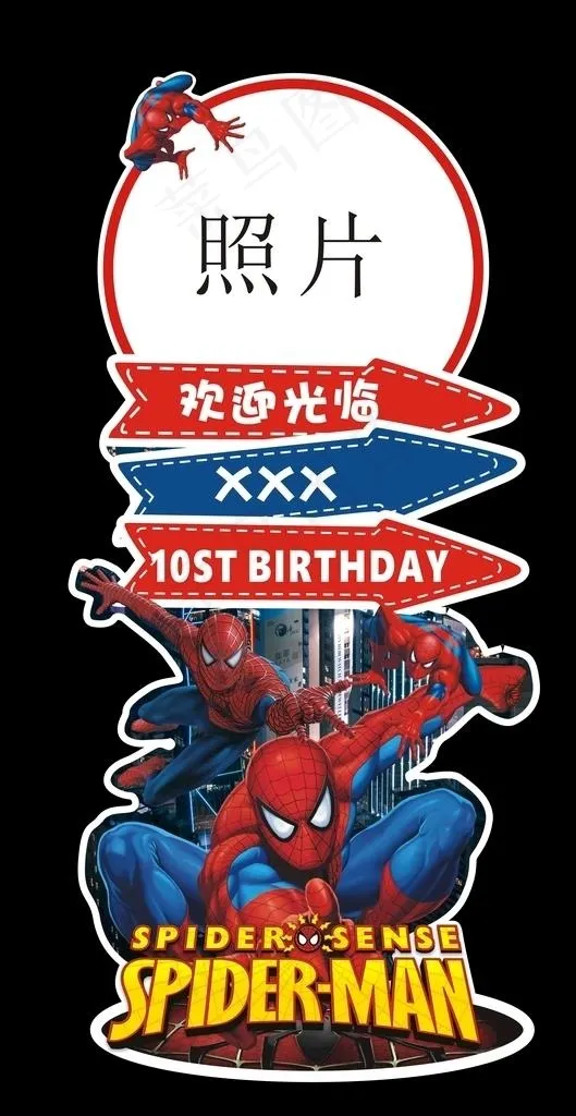 蜘蛛侠生日宴迎宾牌图片(210X297)cdr矢量模版下载