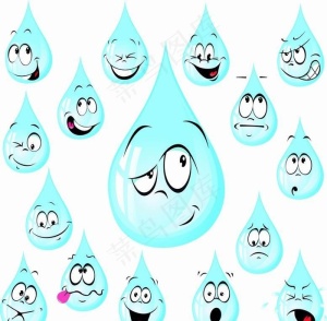 蓝色水珠水滴表情图片