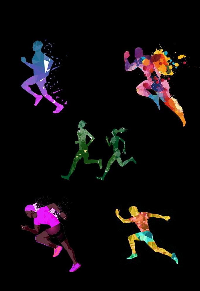卡通炫彩奔跑人物元素图片(2000X3000(DPI:72))psd模版下载