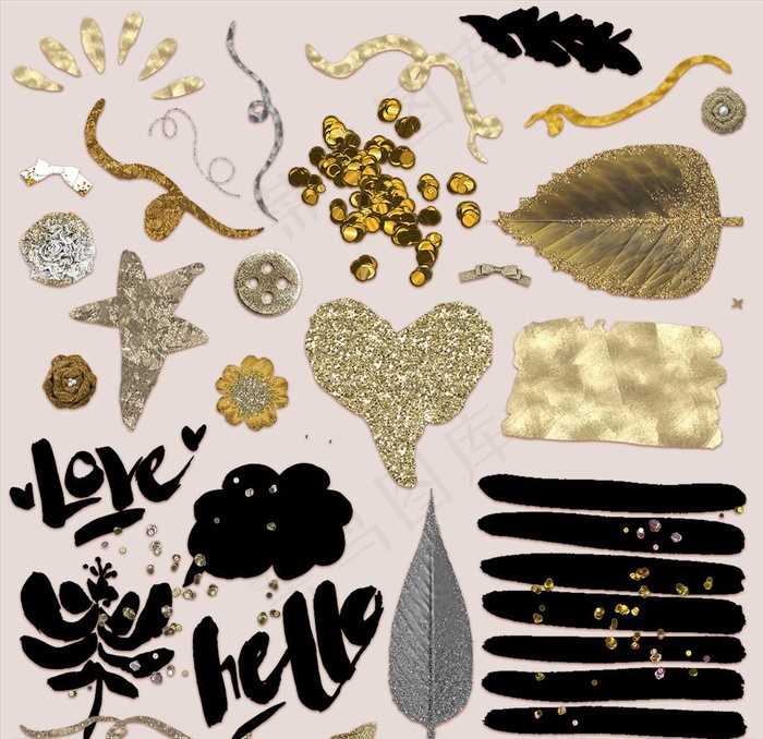 欧美剪贴金银素材图片