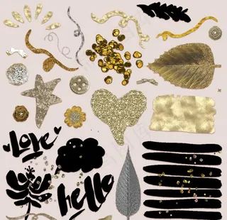 欧美剪贴金银素材图片