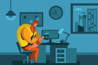 办公室加班打工人扁平插画图片