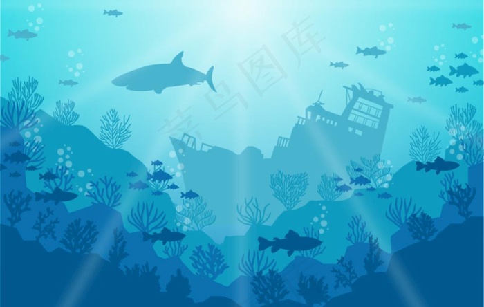 海底世界背景图片ai矢量模版下载