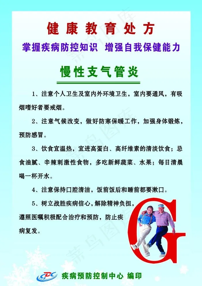 慢性支气管炎健康教育处方图片psd模版下载