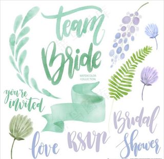 手绘水彩婚礼婚庆设计元素图片