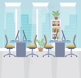 高端商务办公扁平化矢量插画图片