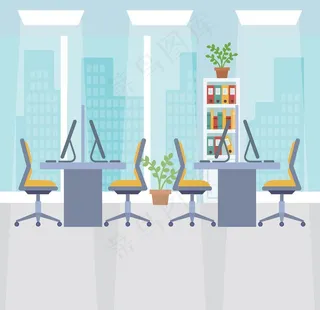 高端商务办公扁平化矢量插画图片