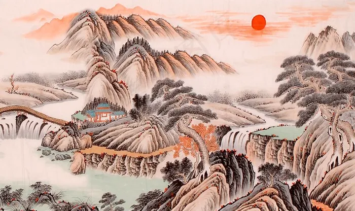 山水画图片(9071X5669(DPI:72))psd模版下载