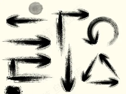 中国风水墨画箭头素材图片