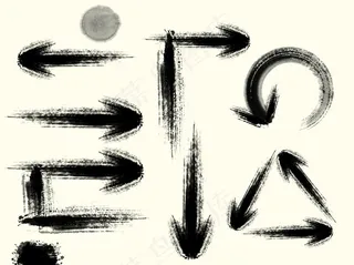 中国风水墨画箭头素材图片