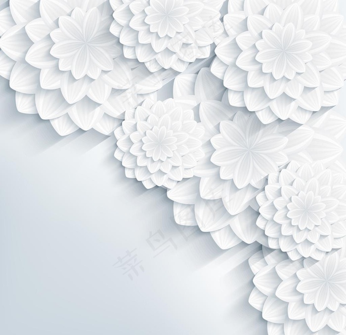 白色剪纸花卉图片eps,ai矢量模版下载