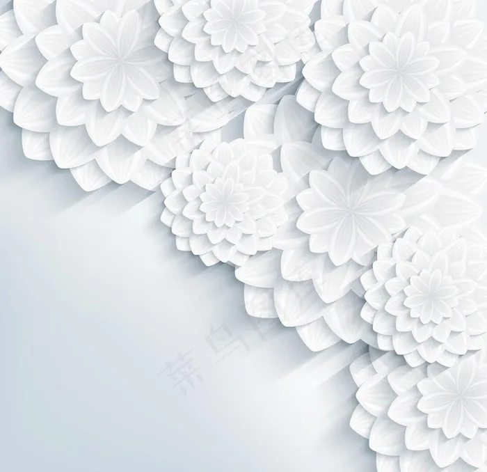 白色剪纸花卉图片eps,ai矢量模版下载