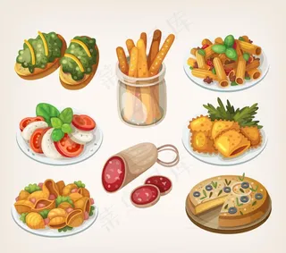 8款卡通美味食物矢量素材图片