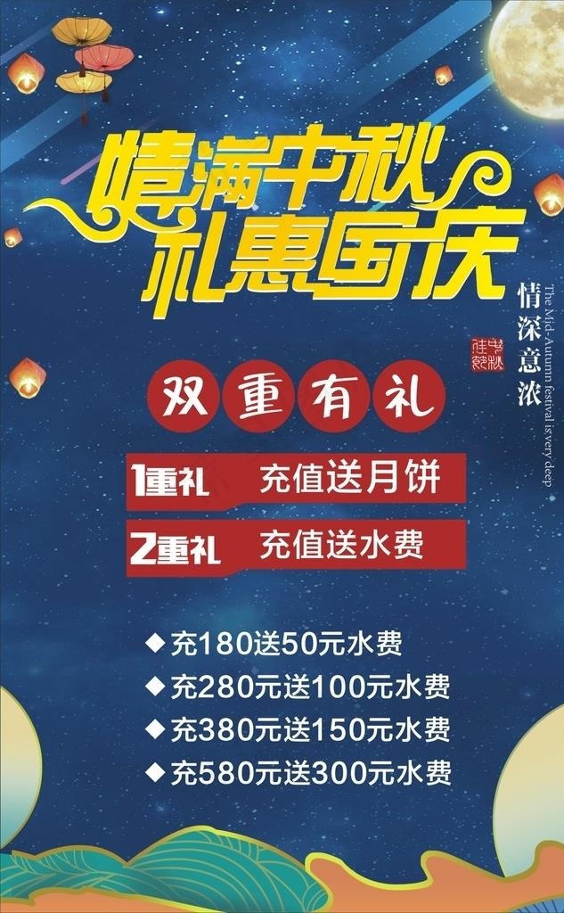 情满中秋  礼惠国庆图片(210X297)cdr矢量模版下载