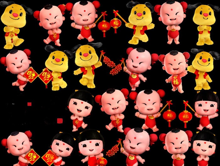 可爱春节福娃元素图片